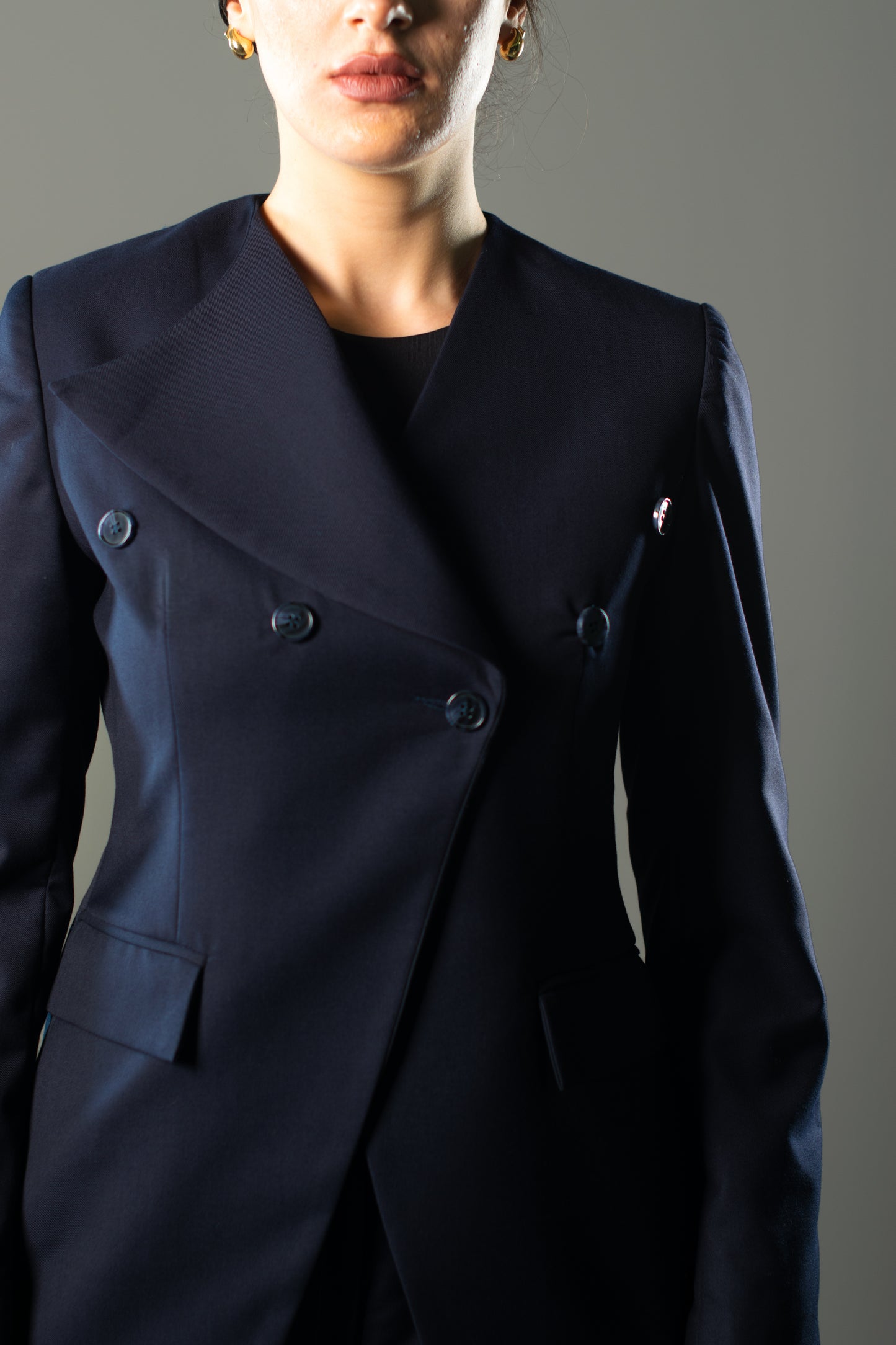 STRUCTURED TWO-PIECE SUIT - Navy