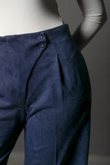 Sculpted Waist Pleated Trousers - Navy