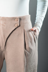 Sculpted Waist Pleated Trousers - Beige