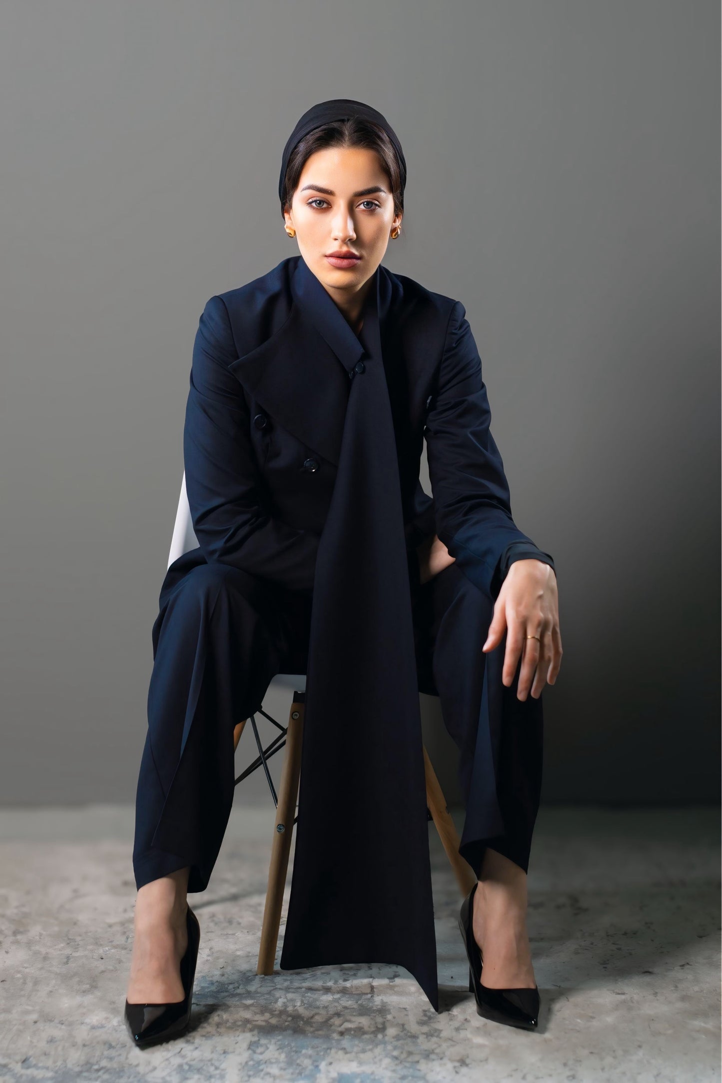 STRUCTURED TWO-PIECE SUIT - Navy