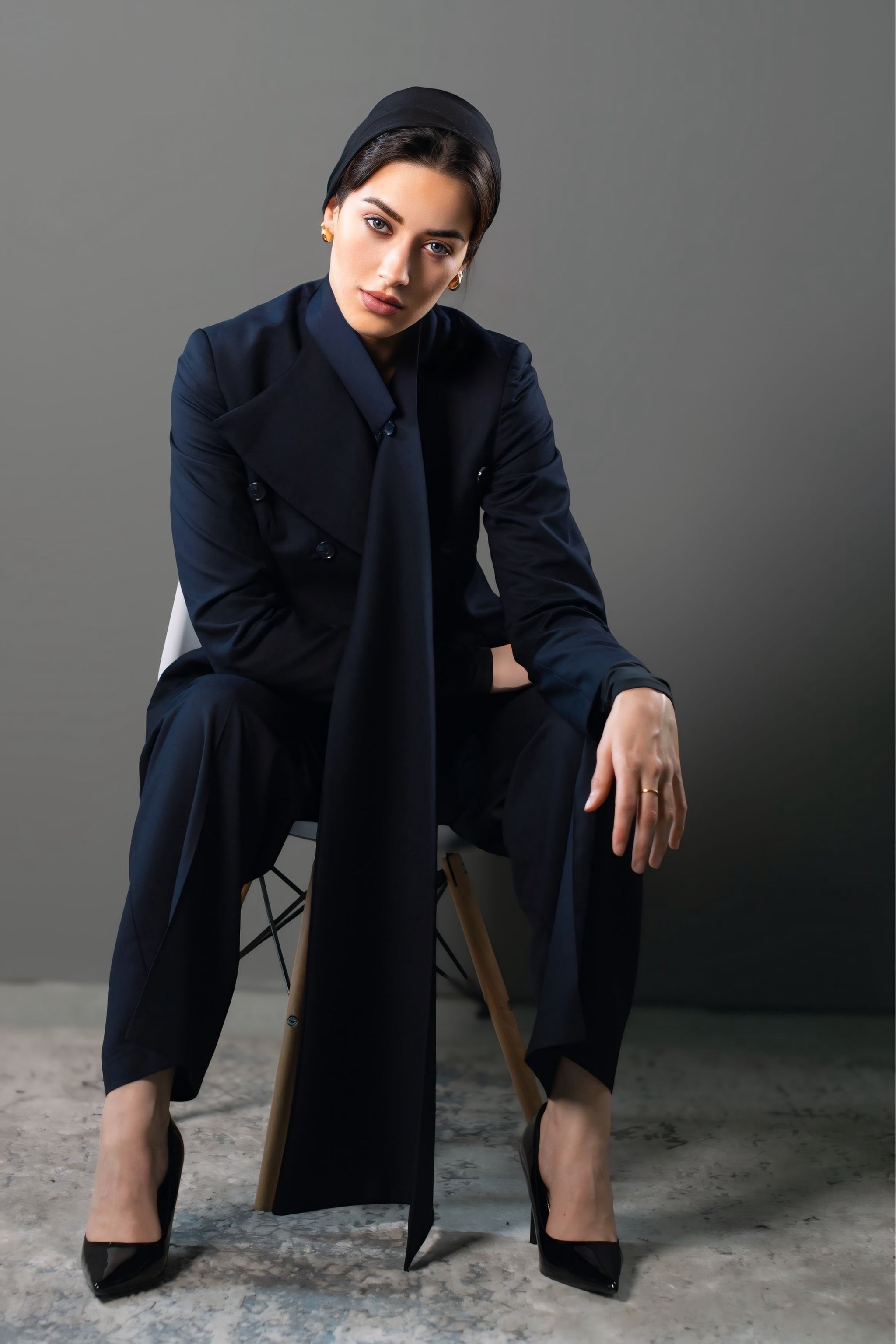 STRUCTURED TWO-PIECE SUIT - Navy