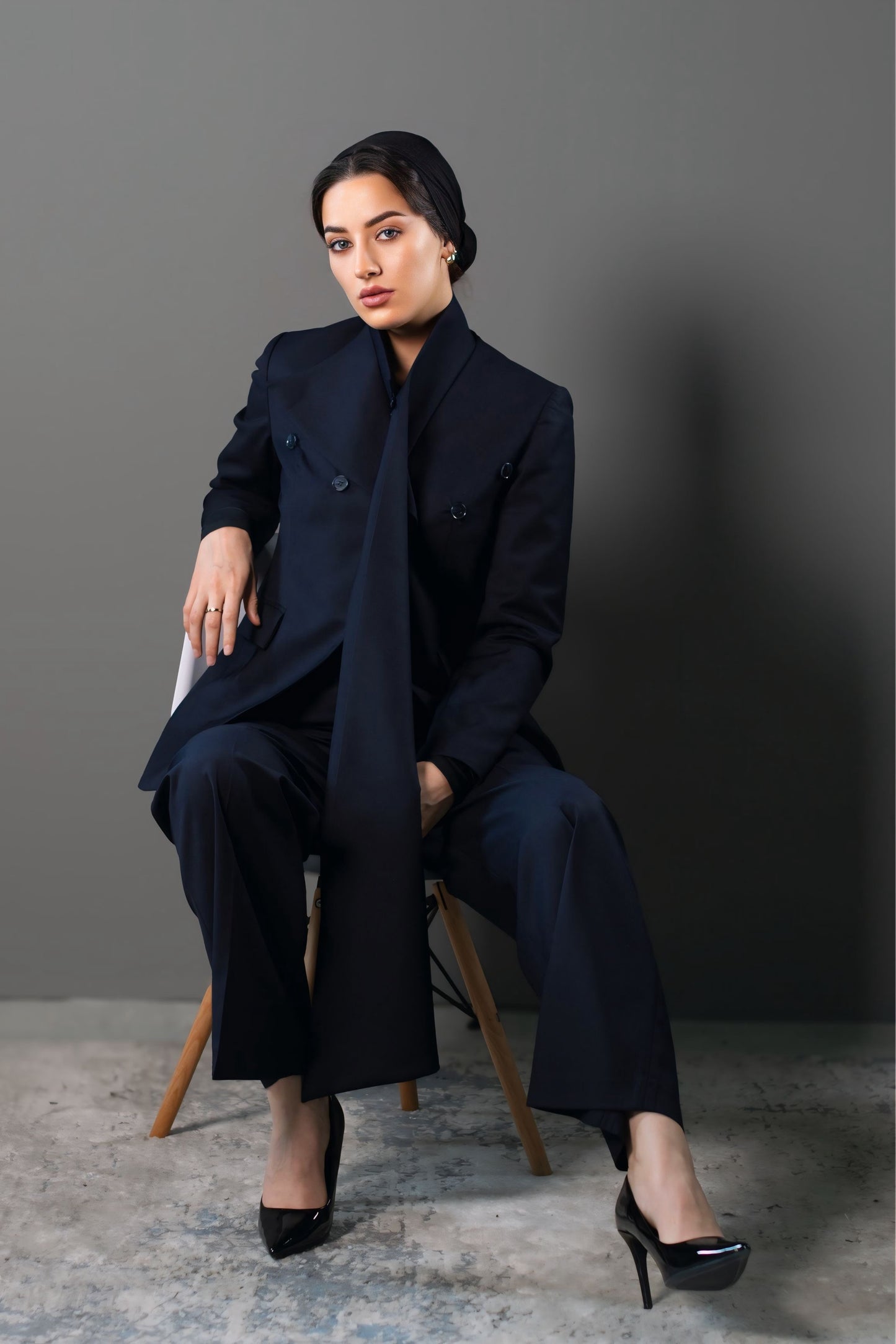 STRUCTURED TWO-PIECE SUIT - Navy