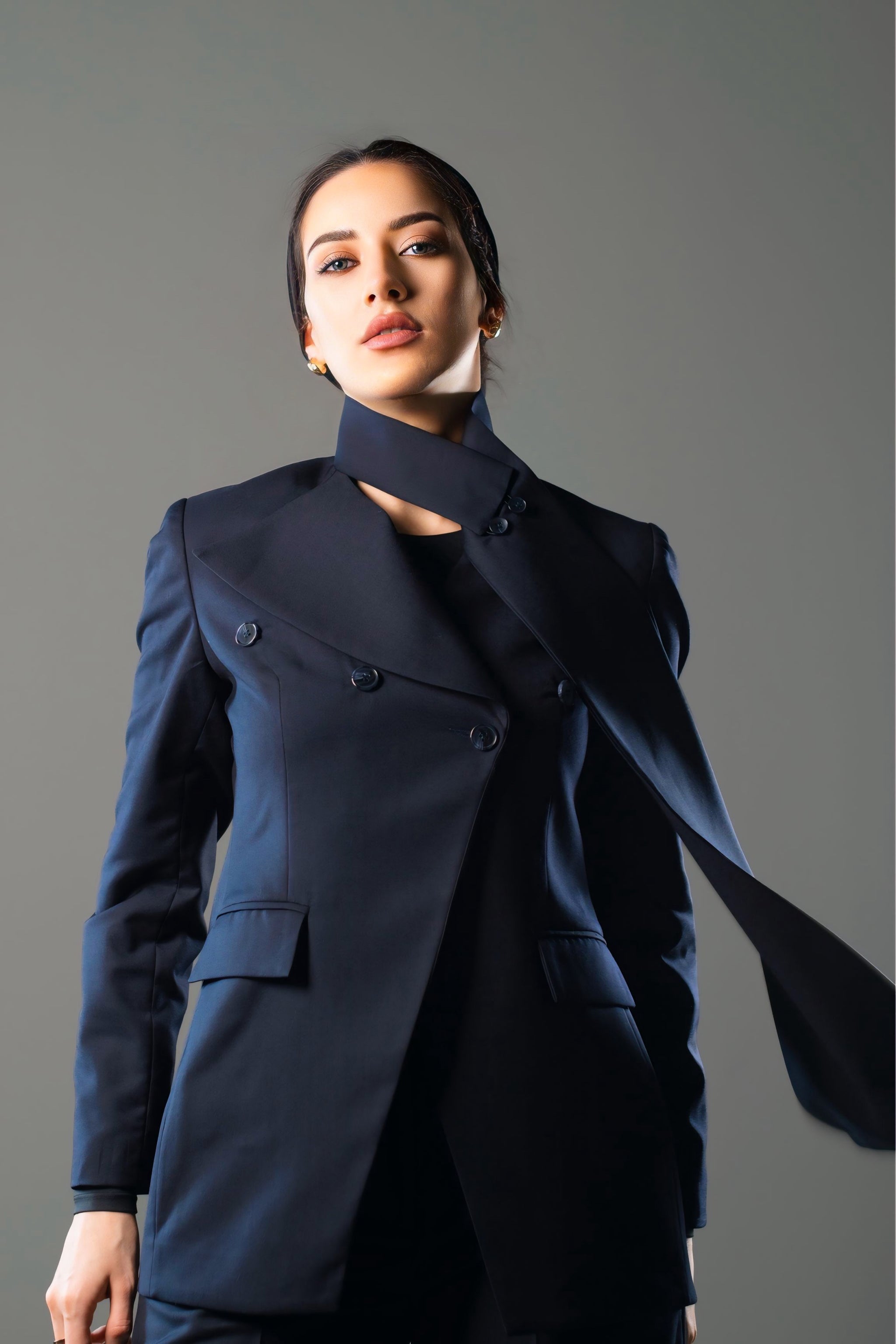 STRUCTURED TWO-PIECE SUIT - Navy