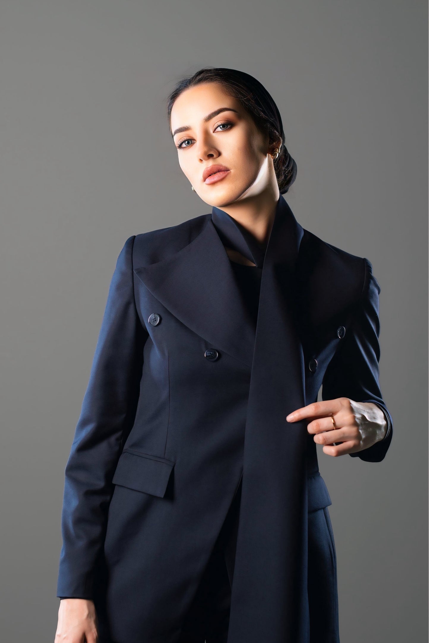 STRUCTURED TWO-PIECE SUIT - Navy