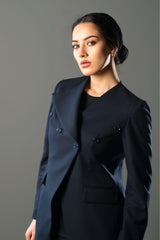 STRUCTURED TWO-PIECE SUIT - Navy