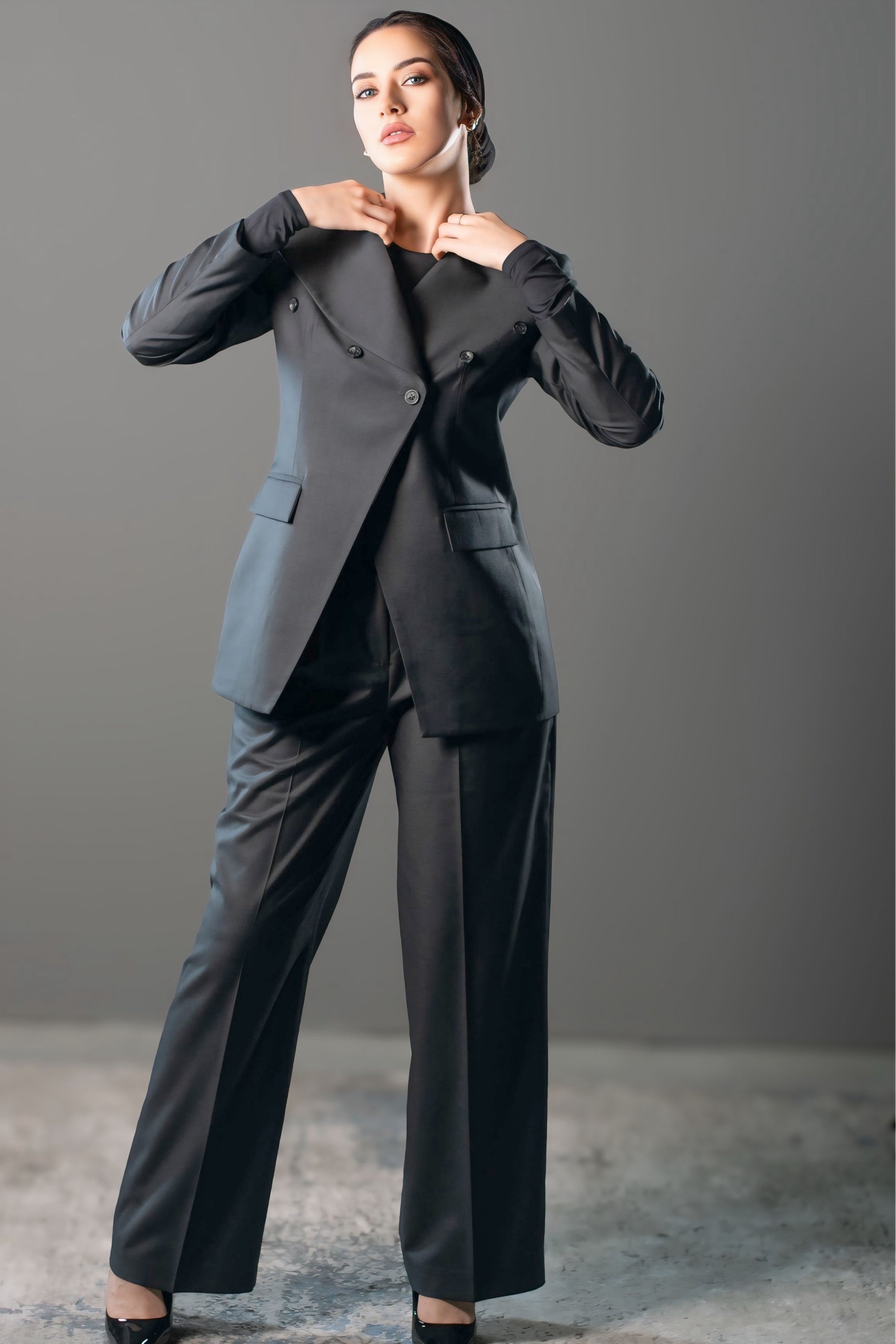 STRUCTURED TWO-PIECE SUIT - Gray